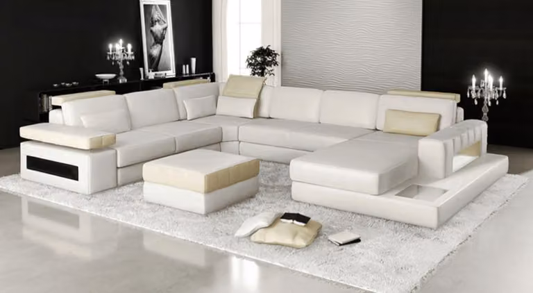 Big U-Form Ecksofa Sofa Couch Polster Leder Textil Stoff Wohnlandschaft