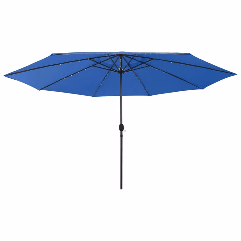 The Living Store Ombrellone con luci LED e palo in metallo 400 cm azzurro
