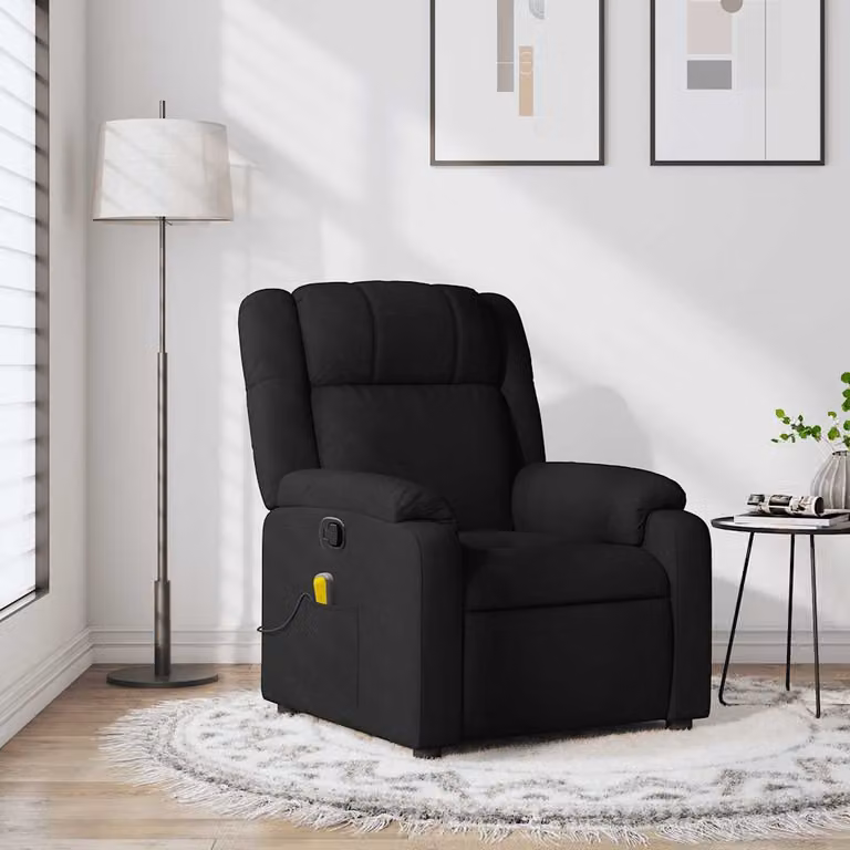 vidaXL Poltrona reclinabile relax moderna in tessuto nero con braccioli