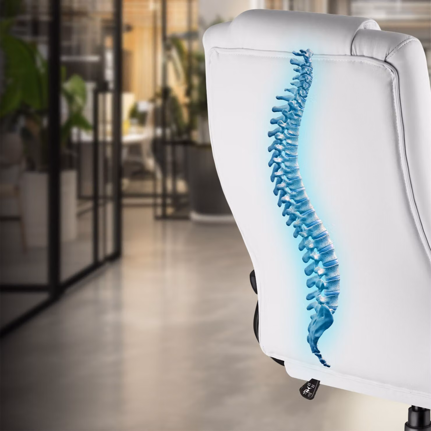 Sedia da ufficio executive TecTake GmbH in similpelle bianca con poggiatesta e ruote – 2