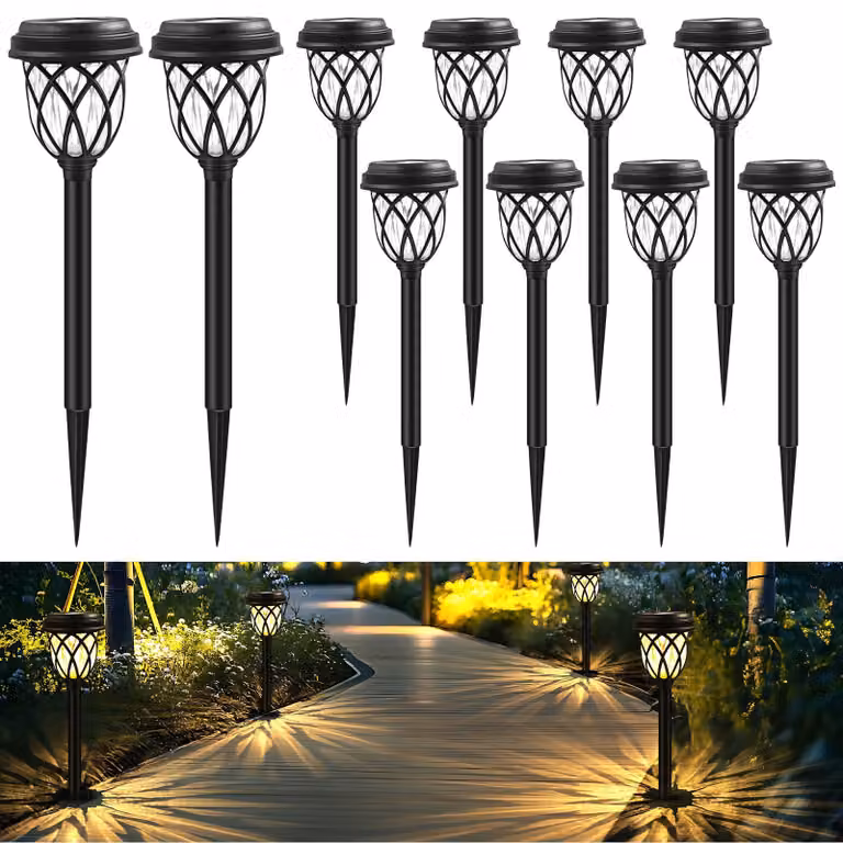 Set di 10 lampade solari, grado di protezione IP44, luce bianco caldo, con accensione automatica, ideali per giardini e vialetti