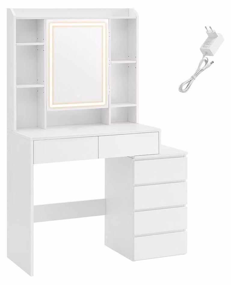 Comò da trucco con illuminazione a LED – Comò – bianco – moderno – 40 x 97,5 x 145 cm