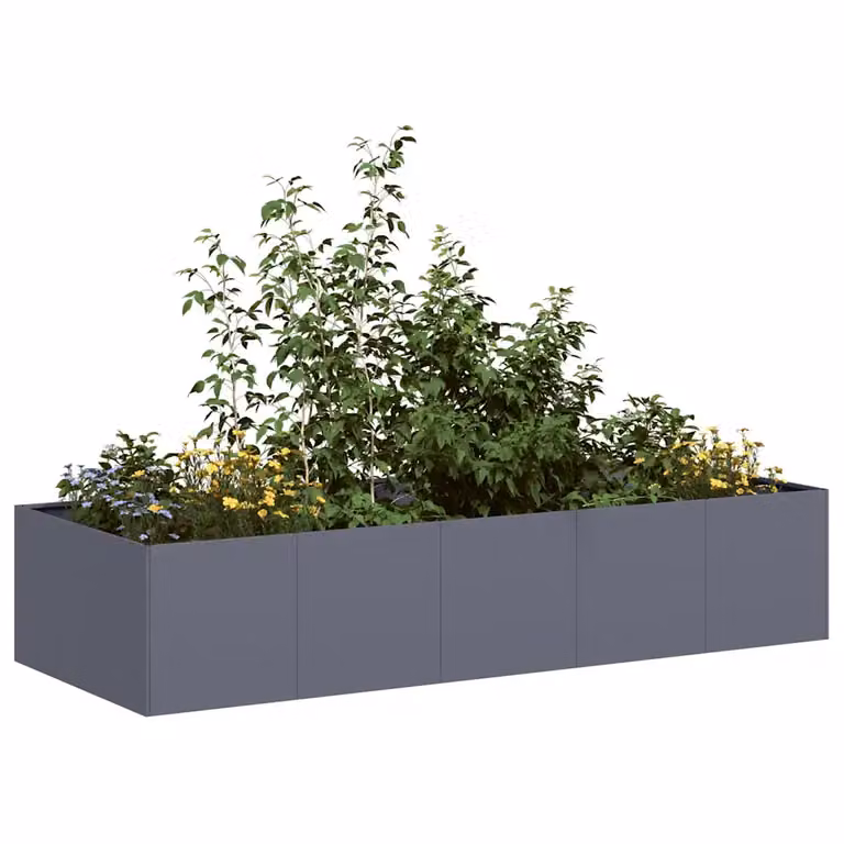 vidaXL Fioriera in Acciaio Antracite L: 200 cm, P: 80 cm, H: 40 cm