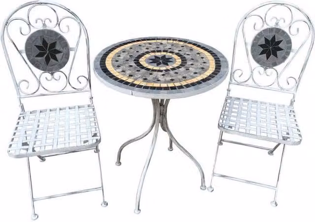 Set tavolo con 2 sedie stile provenzale in Acciaio Cemento cm 60x60x72 - BRETT