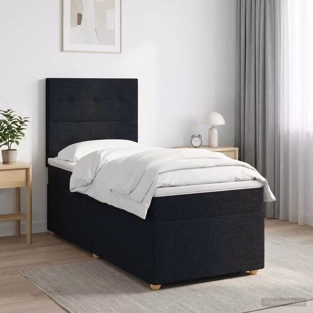 Letto box spring con materasso ibrido vidaXL Nero L 90 cm x P 200 cm