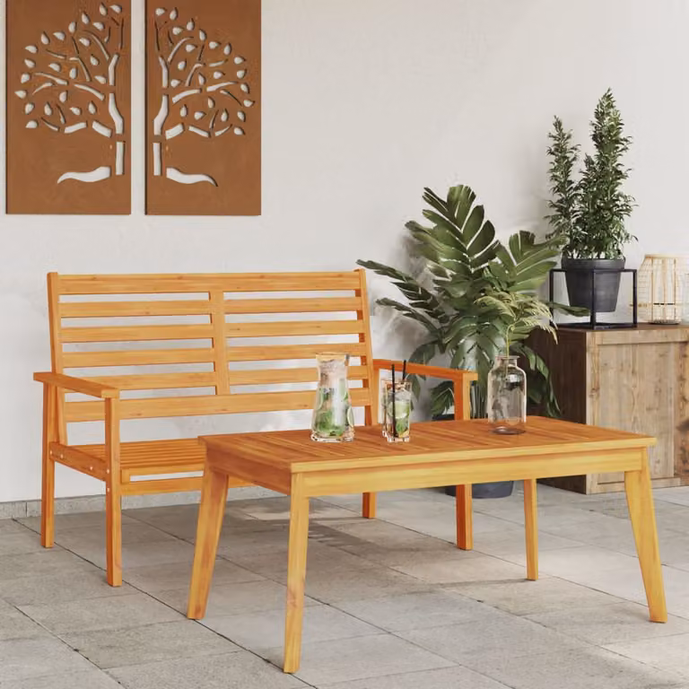 Set da Giardino vidaXL in Legno di Acacia Marrone con Tavolo Rettangolare e Sedie