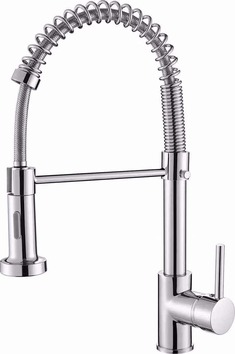 Rubinetto da cucina, rubinetto da cucina Lente con ugello estraibile, 2 funzioni di spruzzo, miscelatore da cucina ad alta pressione orientabile a 360° (cromo)