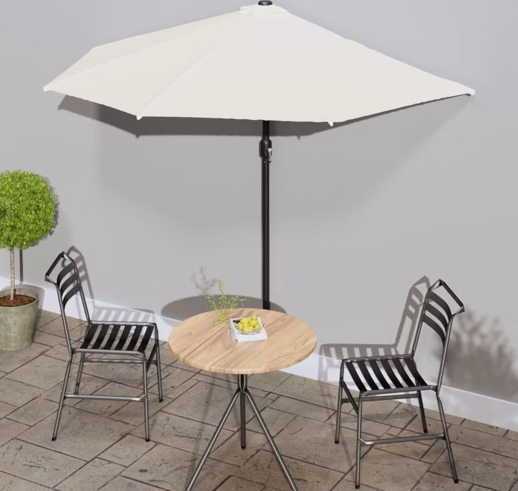 Maison Exclusive - Ombrellone da balcone con palo in alluminio color sabbia, 270x144 cm, semicircolare
