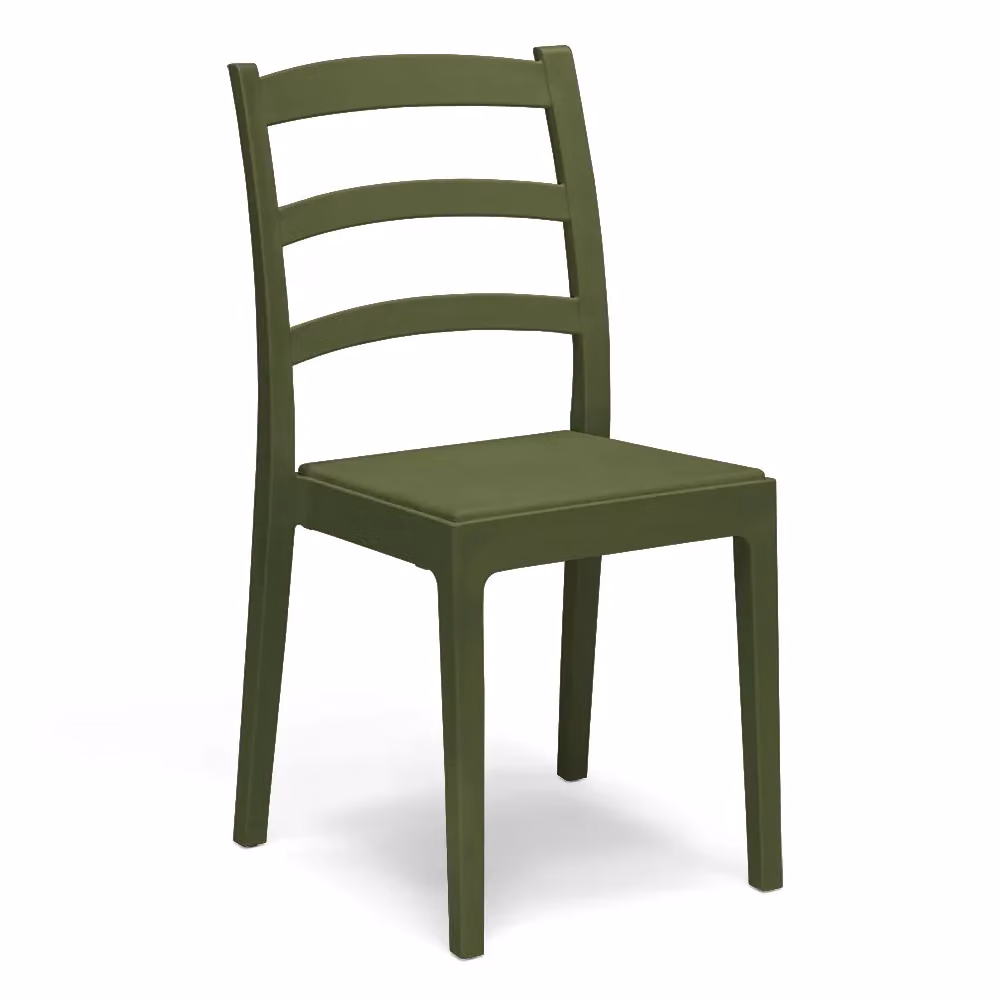 Set di 2 sedie in polipropilene REA Redokasa colore Verde Oliva, design classico impilabile e resistente ai raggi UV, ideali per cucina, sala da pranzo o giardino – 2