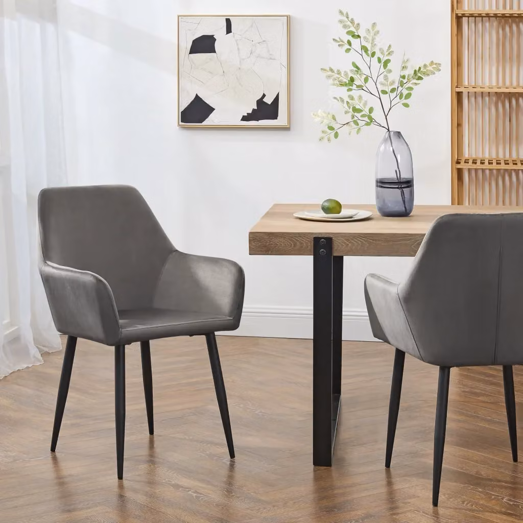 Set da 4 poltrone Hollola en.casa per sala da pranzo in velluto grigio scuro con design moderno – 2