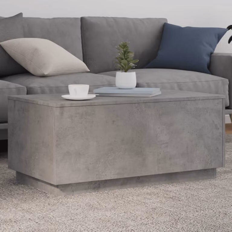 Tavolino da soggiorno moderno vidaXL in MDF grigio con piano rettangolare L/P/H: 90 x 50 x 40 cm