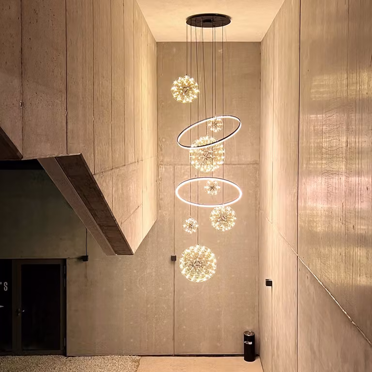 s.luce Fusion XXL gallery light LED lampada a sospensione ad anello 8 luci nero/nero rotonda, allungata