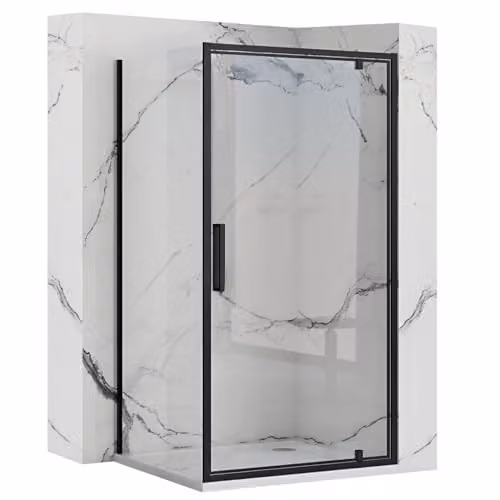 Rea - Box Doccia Rettangolare Rapid Slide Box Doccia Senza Piatto Doccia Vetro Temperato Di Sicurezza Trasparente 6 mm (Nero) Porta: 120 Parete: 90 cm