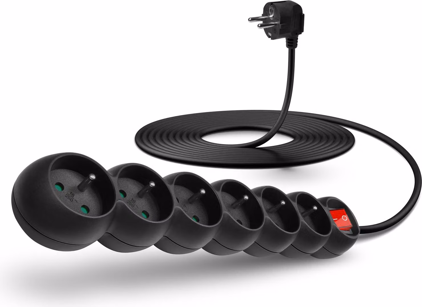 Prolunga CONNECT IT 230V, interruttore a 6 prese, 5m, nero