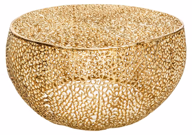 Tavolino filigranato LEAF 80 cm oro Lavorato a mano