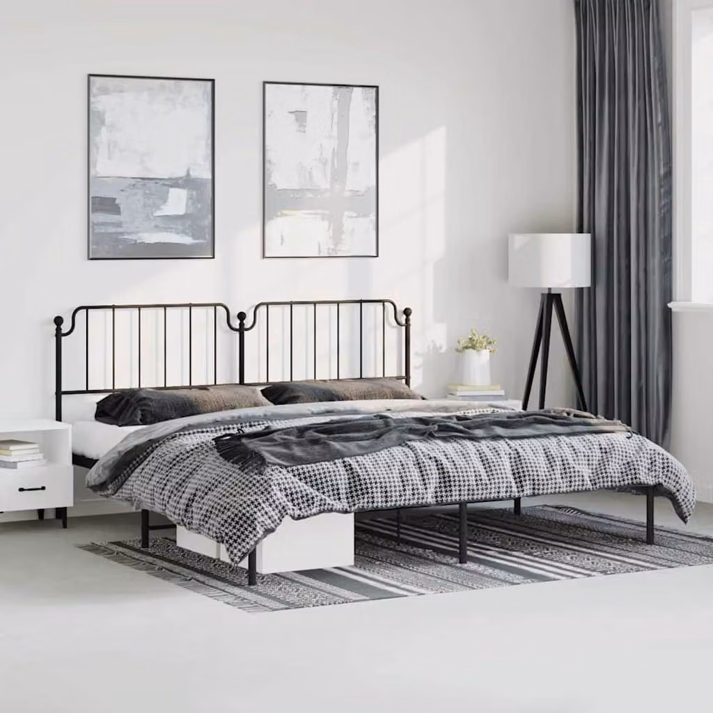 Giroletto con testiera in metallo vidaXL colore nero L: 198 cm, P: 102 cm, H: 207 cm