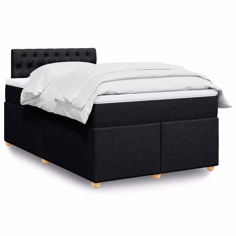 vidaXL Letto Ibrido con Materasso e Giroletto in Tessuto Nero e Bianco, L/P/H: 120 x 200 x 100,5 cm