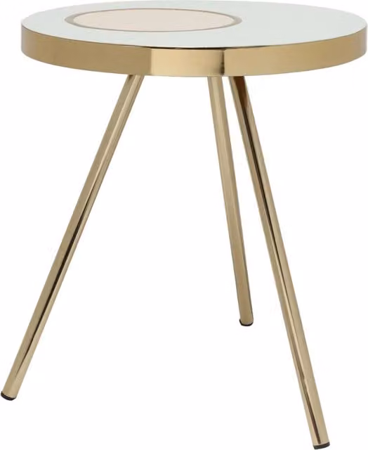 Tavolino da salotto rotondo geometrico Kendra Home in metallo verde, oro e bianco