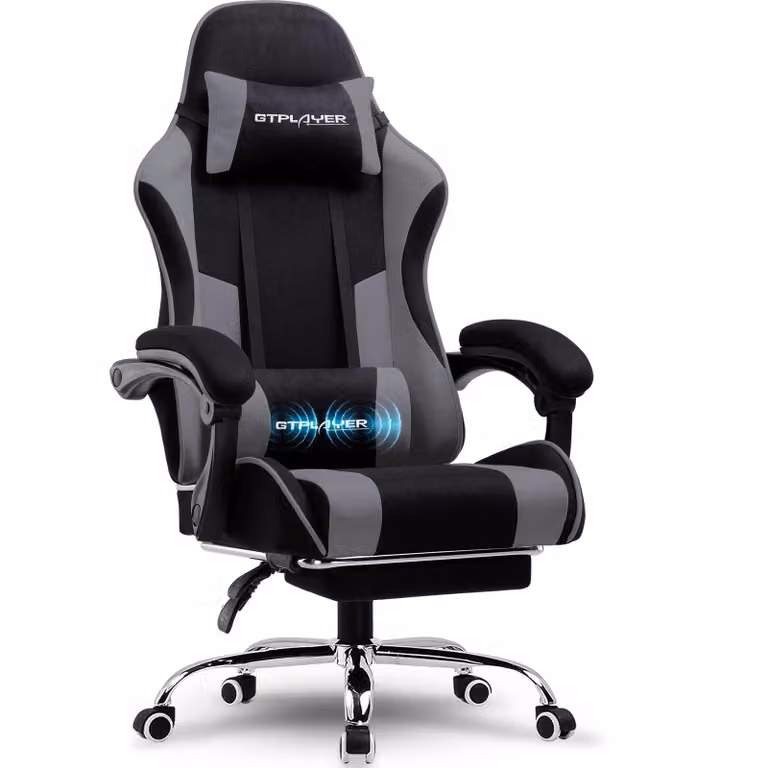 Sedia da gaming GTPLAYER, sedia da ufficio, sedia ergonomica per computer, sedia da gaming con supporto lombare massaggiante, poggiapiedi e poggiatesta