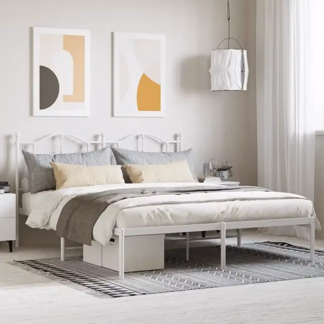 Letto con testiera in metallo bianco vidaXL L/P: 180 x 200 cm – 1