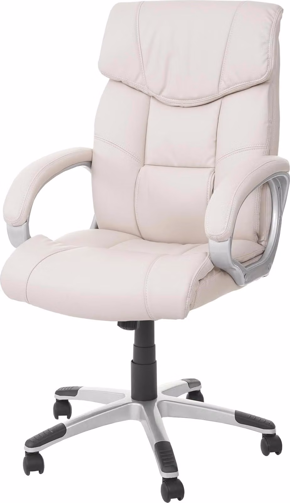 Sedia da ufficio HWC-A71, poltrona girevole, rivestita in ecopelle, certificata MVG, colore crema
