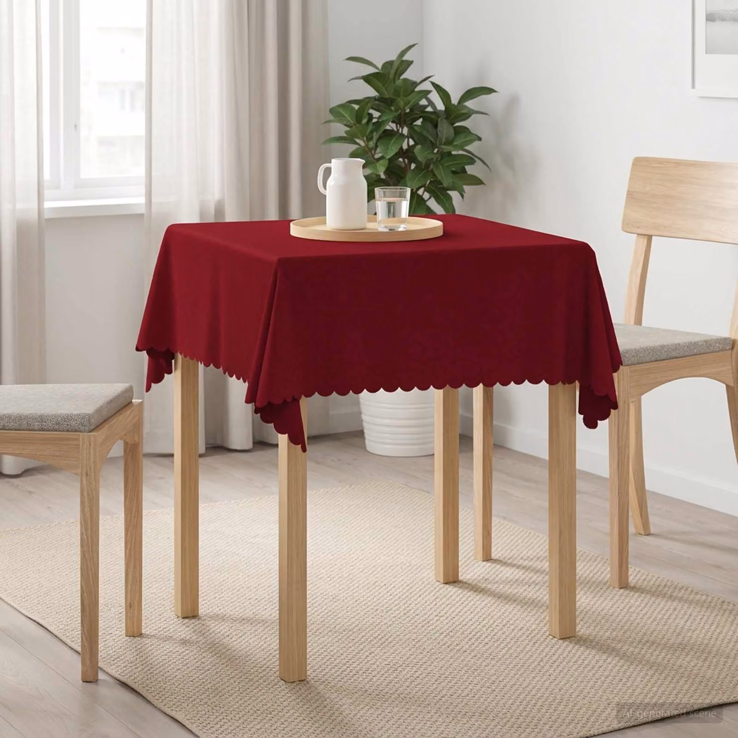 Set di 5 tovaglie quadrate vidaXL in poliestere jacquard rosso vino, idrorepellenti e lavabili in lavatrice, L 110 x L 110 cm