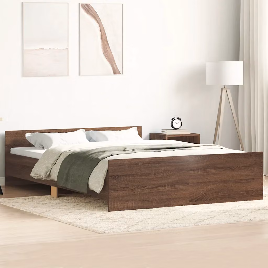 vidaXL Giroletto con Testiera e Pediera in Legno di Pino Marrone L: 120 cm, P: 200 cm, H: 193 cm