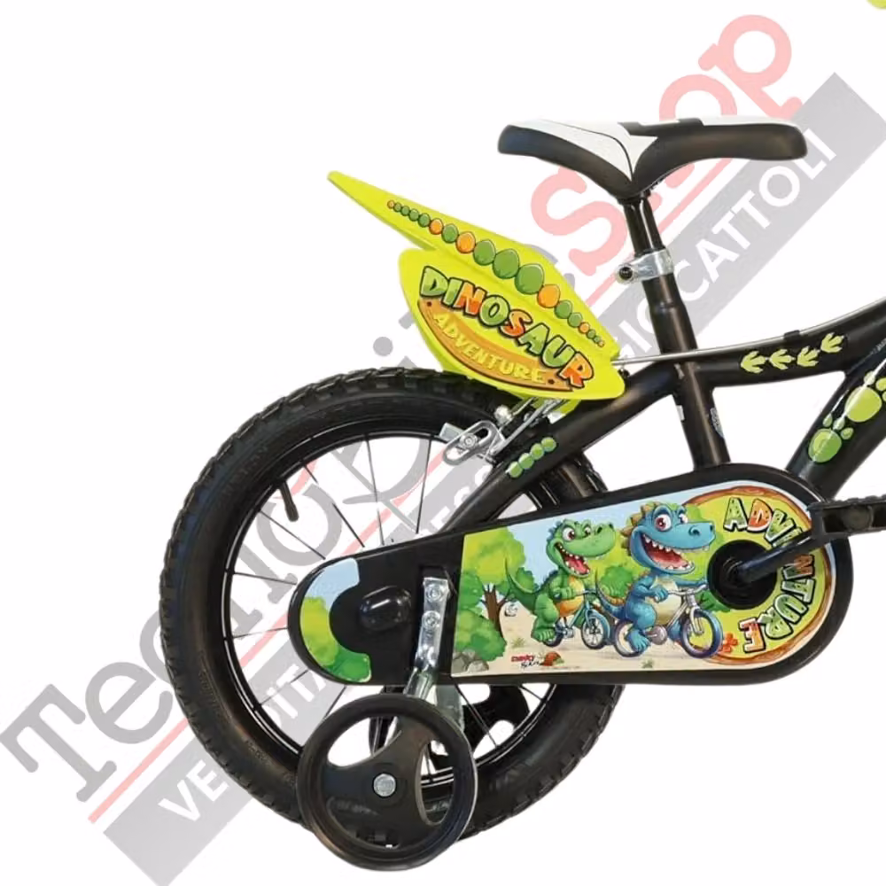 Bicicletta per bambini Dino Bikes modello Dinosaur T-Rex da 14 pollici multicolore con dettagli verde e nero – 2