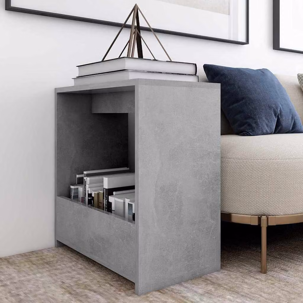 Tavolino moderno vidaXL in legno composito grigio, L/P/H: 50 x 26 x 50 cm