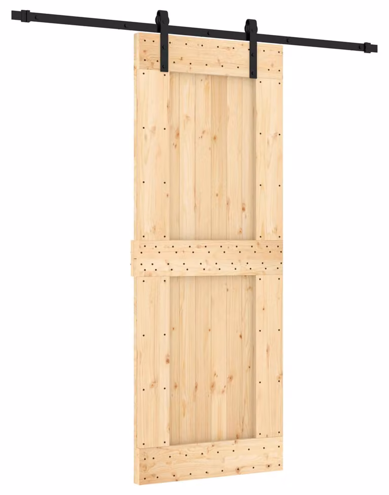 Porta scorrevole Naturale e Nero 80 x 210 cm