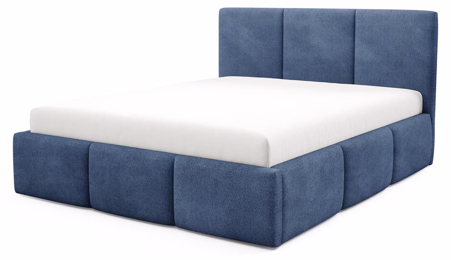 Letto imbottito con contenitore integrato, modello Melora, colore "Ozean", dimensioni 180 x 200 cm