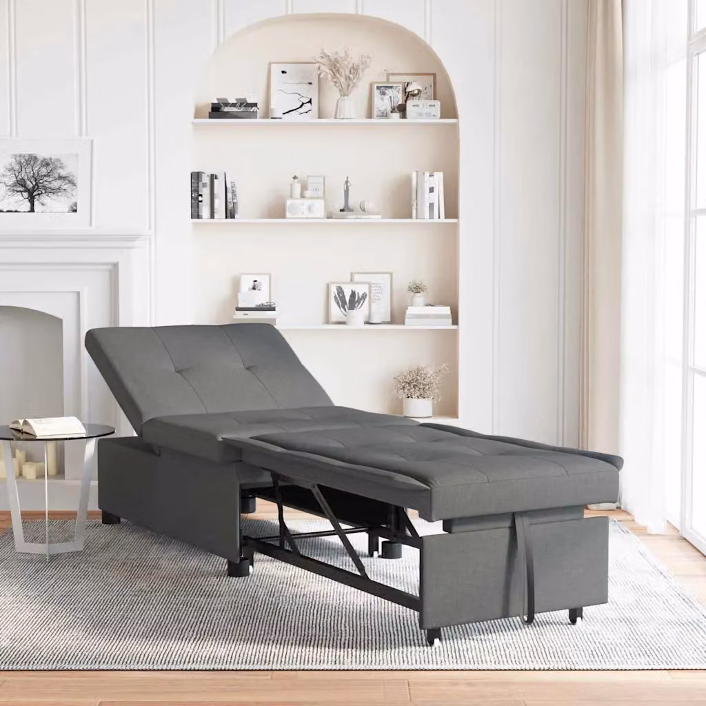 Divano Letto Estraibile vidaXL Grigio con Rivestimento in Tessuto L: 194 cm, P: 50 cm, H: 82 cm