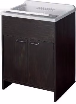 Mobile lavatoio wengè con vasca e asse lavapanni in resina L: 60 cm, P: 50 cm, H: 85 cm – 1