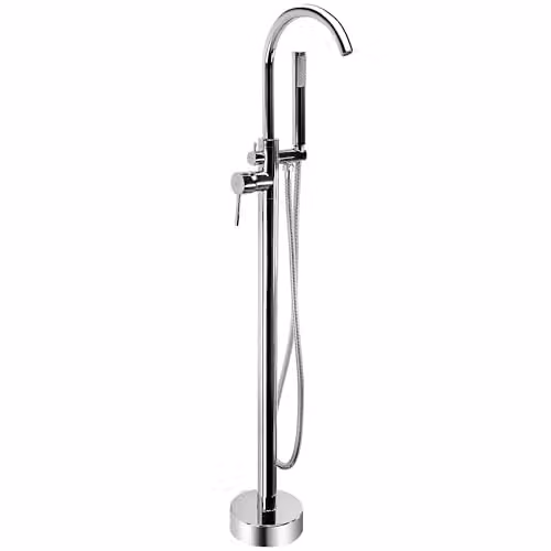 Rea - Rubinetto Da Pavimento Per Vasca Da Bagno Cromo Lungo, 26X20,5X110,5cm