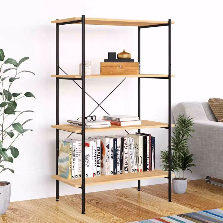 Scaffale con 4 Mensole vidaXL in Stile Industriale Nero e Marrone L: 80 cm, P: 40 cm, H: 130 cm