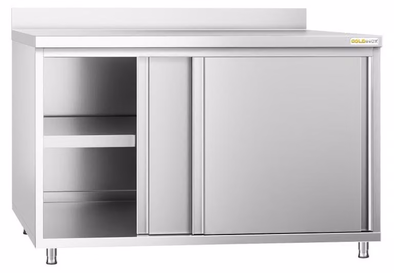 Mobile basso in acciaio inossidabile, dimensioni 1600x600 mm, modello PREMIUM - GOLDINOX