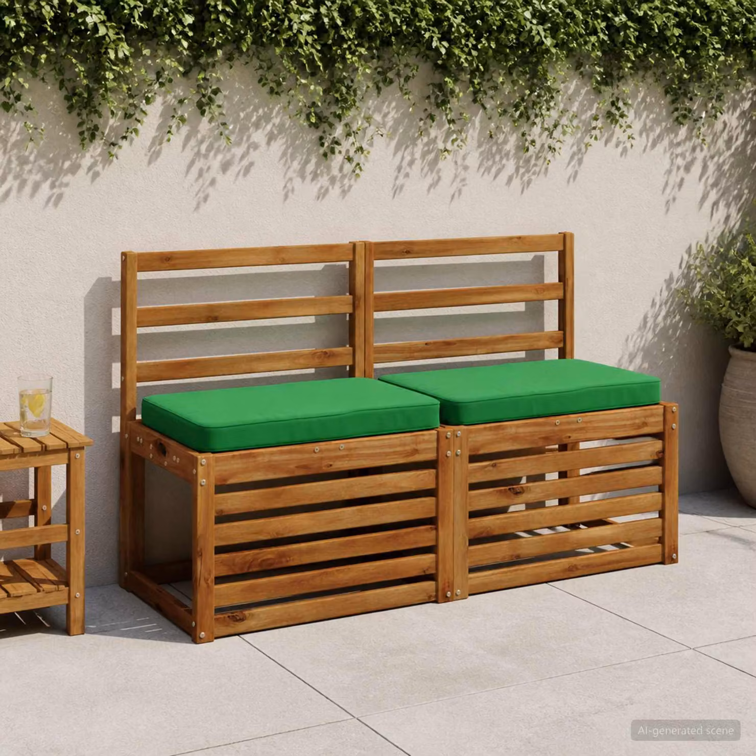 Set di 2 cuscini per panchina vidaXL VUGHT in poliestere verde con rivestimento rimovibile e resistente ai raggi UV