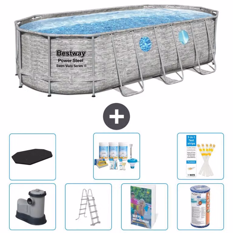 Bestway Power Steel, piscina ovale - 549x274x122 cm - composta da 6 parti, modello S556