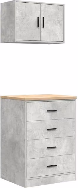 Set di 2 Armadi da Garage DESIGN IN in Legno di Pino Grigio Cemento CFW9303440