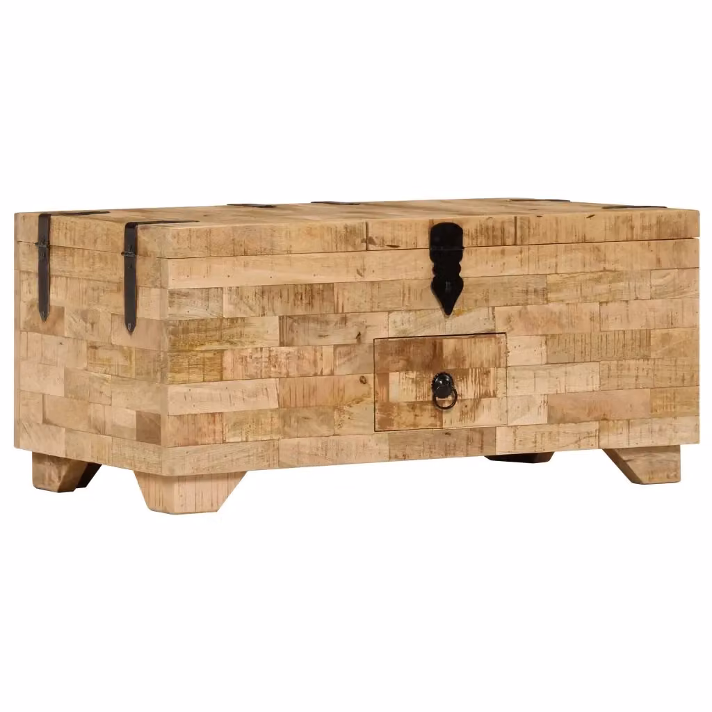 Tavolino da salotto rettangolare vidaXL in legno di mango marrone L: 80 cm, P: 40 cm, H: 35 cm – 2