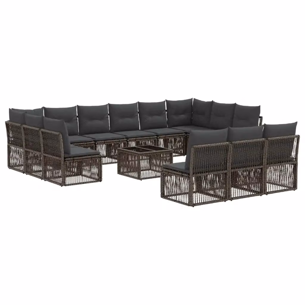Set Divano da Giardino a L con Poltrona e Tavolino vidaXL, 14 Pezzi, Grigio, in Polyrattan e Metallo con Cuscini Inclusi – 2