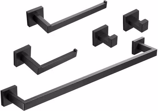 Set di accessori da bagno, nero, 60 cm, appendiasciugamano, 2 appendiasciugamani, appendirolla, appendiasciugamano, acciaio inossidabile, accessori da bagno GTS3190B