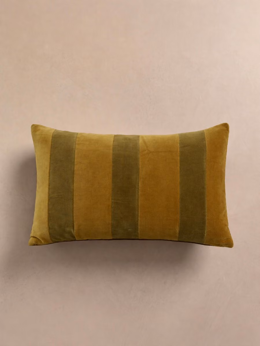 Cuscino Goose Kenay Home a righe rettangolare in cotone, giallo e marrone, L 40 x P 40 x H 40 cm – 2