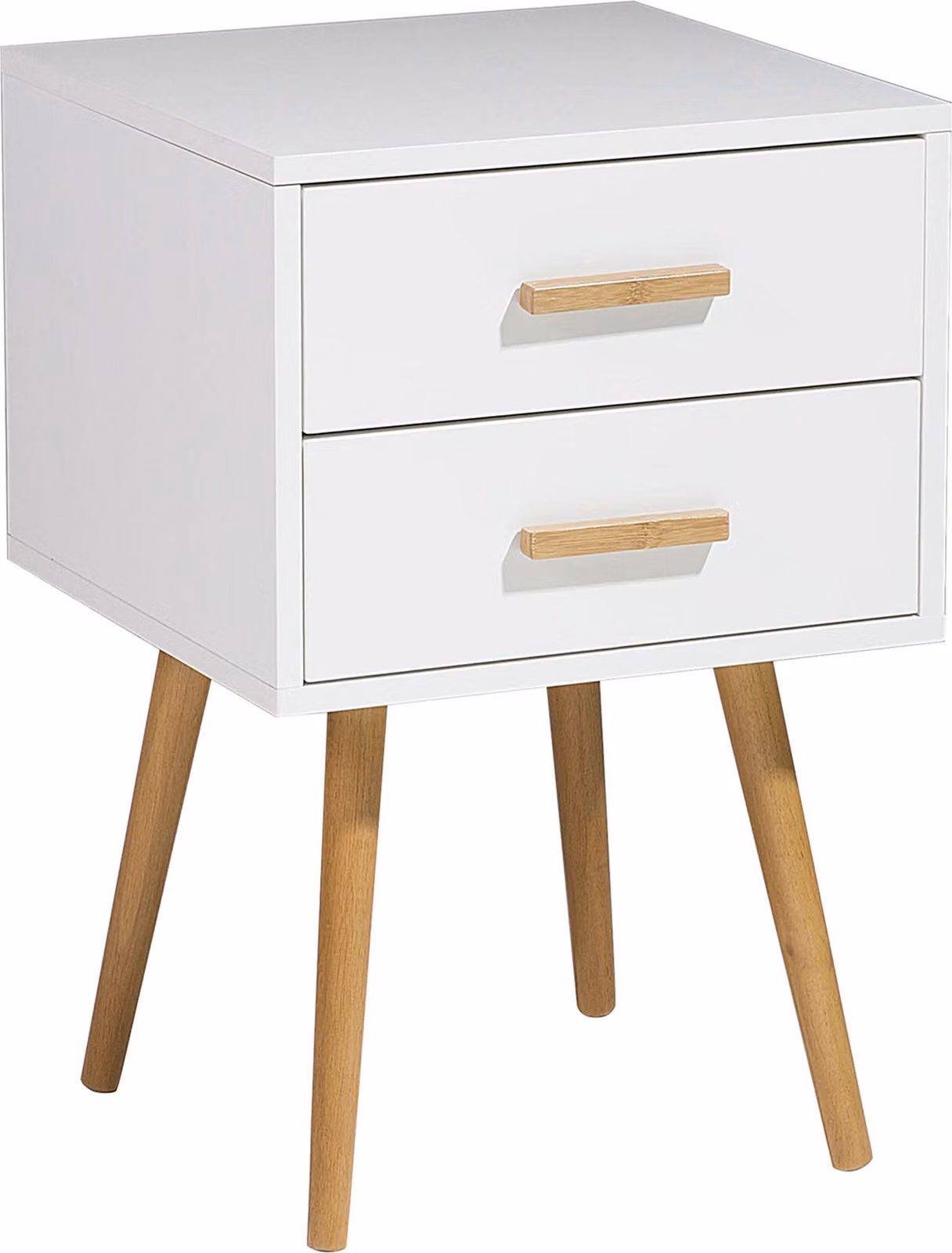 BELIANI Comodino bianco 61 x 40 cm gambe in legno chiaro con 2 cassetti Design scandinavo