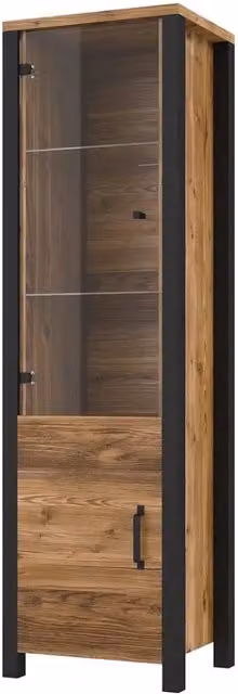 Vetrina alta a 2 porte design DARWIN – Abete e nero