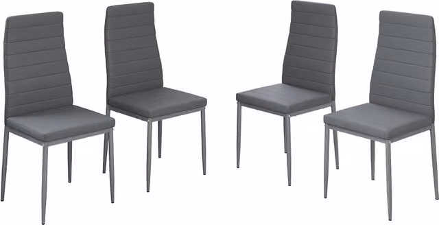 Set di 4 sedie moderne Vicco in ecopelle grigia per cucina e sala da pranzo, L: 42.5 cm, P: 48 cm – 1