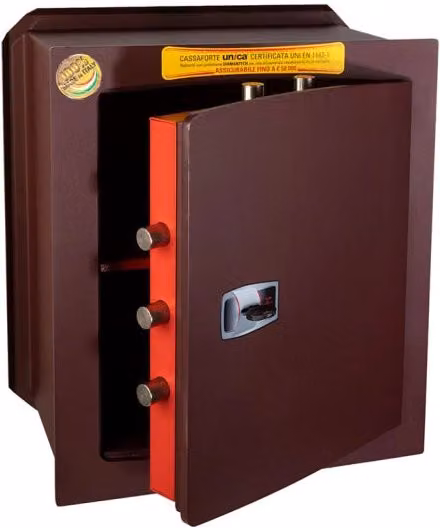 Cassaforte a muro Technomax UK/7L in acciaio marrone con apertura a chiave certificata EN1143