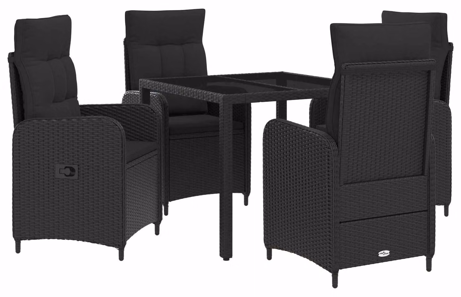 Set da pranzo per esterni 5 pcs Nero 90 x 90 x 75 cm polyrattan
