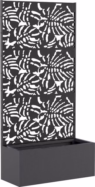 Fioriera con traliccio e schermo per la privacy Outsunny in metallo nero per piante rampicanti, L: 90 cm, P: 37,5 cm, H: 180 cm