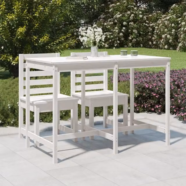 Tavolo da giardino rettangolare vidaXL in legno di pino bianco L/P/H: 159,5 x 82,5 x 110 cm